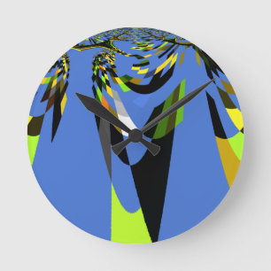 Horloge Ronde Bleu Africain Tribal Motif Motif Art Imprimer