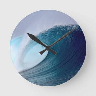 Horloge Ronde Bleu des vagues de surf océanique
