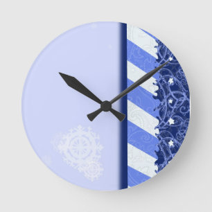 Horloge Ronde Bleu d'hiver