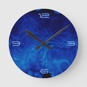 Horloge Ronde Bleu électrique Motif Abstrait spectaculaire