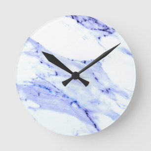 Horloge Ronde Bleu et Marbre blanc