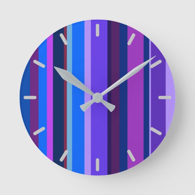 Horloge Ronde Bleu et violet bandes verticales (Recto)