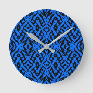 Horloge Ronde Bleu forme tribale motif