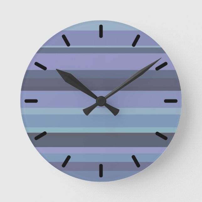 Horloge Ronde Bleu-gris, bandes horizontales (Recto)