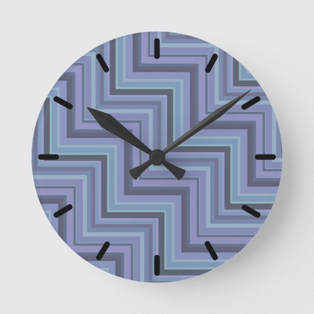 Horloge Ronde Bleu gris rayures motif (Recto)