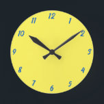 Horloge Ronde Bleu Jaune Classy Élégant Couleur Personnalisée Cu<br><div class="desc">Imprimé en couleur jaune et bleu classe arrière - plan personnalisé! Vous pouvez changer de couleur comme vous le souhaitez !</div>