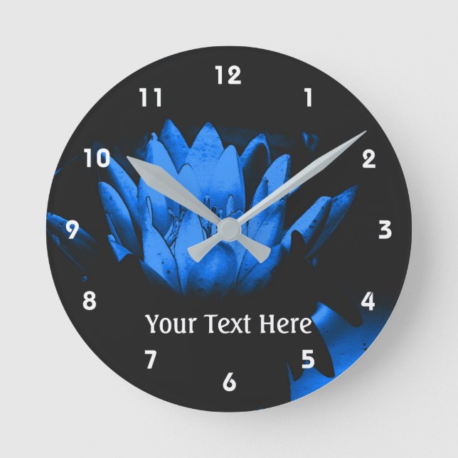 Horloge Ronde Bleu Lotus Water Lily Art (Recto)