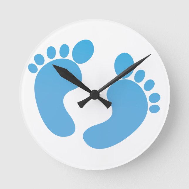 Horloge Ronde Bleu mignon bébé pieds maternité (Recto)