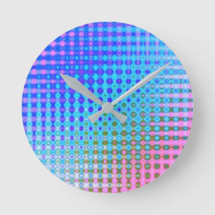 Horloge Ronde bleu pourpre jaune vert