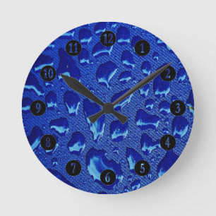 Horloge Ronde Bleu profond gouttelettes d'eau
