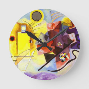 Horloge Ronde Bleu rouge jaune Kandinsky peinture Abstraite
