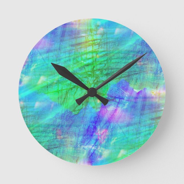 Horloge Ronde bleu sans couture d'aquarelle d'arrière - plan (Recto)