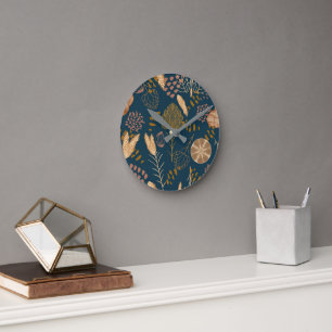 Horloge Ronde Bliss de boulangerie : Pain et orge d'art, Turquoi