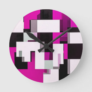 Horloge Ronde Blocs abstraits violets