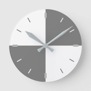 Horloge Ronde Blocs de couleur gris et blanc modernes sans chiff