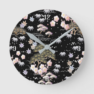 Horloge Ronde Blossom Floral Modern Asian