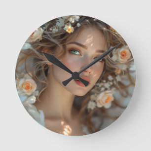 Horloge Ronde Blossom Seraph - Angel de la grâce du printemps
