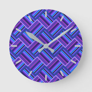 Horloge Ronde Blue and purple stripes weave