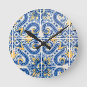 Horloge Ronde Blue and yellow tile, Portugal