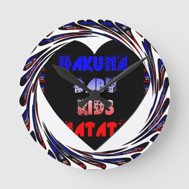 Horloge Ronde Blue Black Hakuna Matata Baby Kids Design.png (Recto)