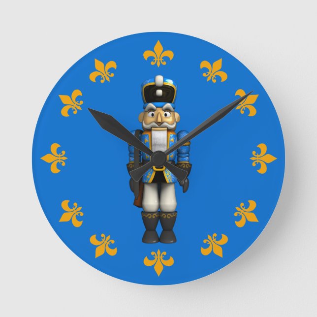 Horloge Ronde Blue Christmas Nutcracker Toy Soldier Round Clock (Recto)