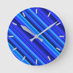 Horloge Ronde Blue diagonal stripes