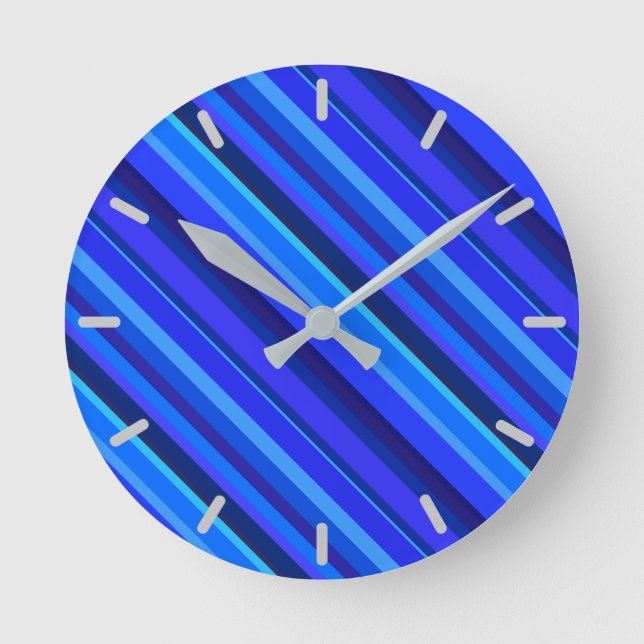 Horloge Ronde Blue diagonal stripes (Recto)