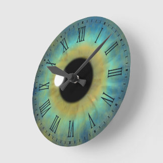 Horloge Ronde Blue Eye Iris Eyeball Medium Round Roman Clock