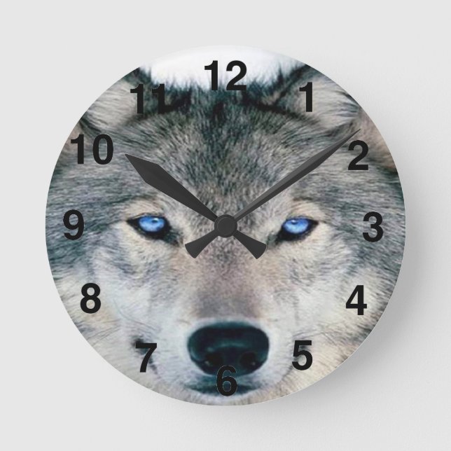 Horloge Ronde Blue Eyed Wolf (Recto)