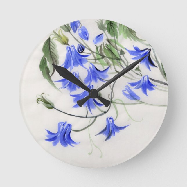 Horloge Ronde Blue Flowers (Recto)