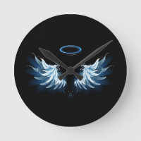 Blue Glowing Angel Wings on black background