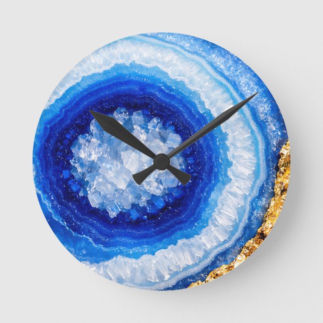 Horloge Ronde Blue Gold Geode Resin Pattern (Recto)
