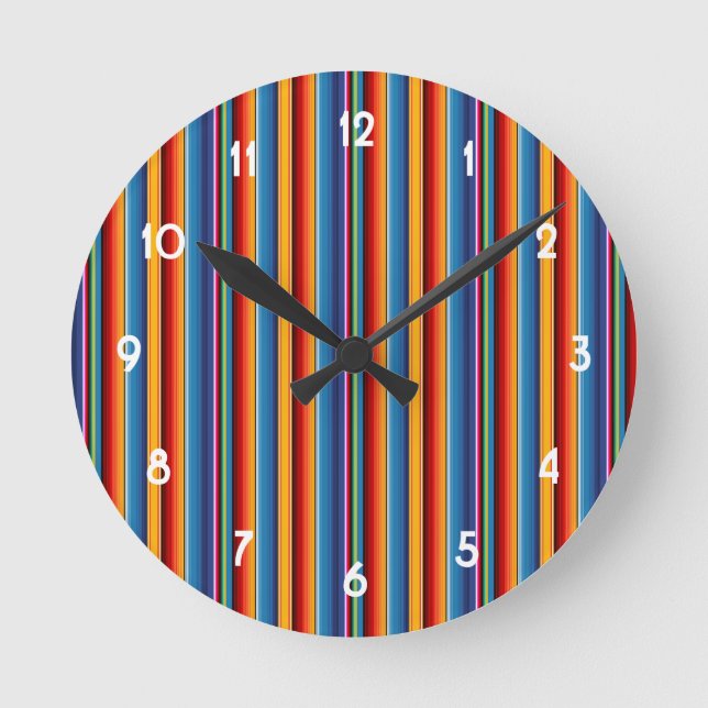 Horloge Ronde Blue Gold Red Sarape mexicaine (Recto)