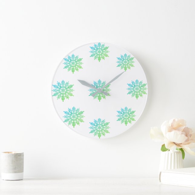 Horloge ronde Blue Green Snowflon (Maison)
