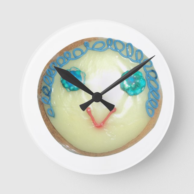 Horloge Ronde Blue Hair Emoji Art Imprimer/Graphique (Recto)