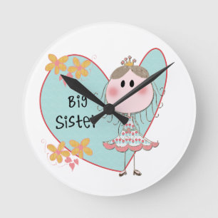 Horloge Ronde Blue Heart Princess Big Sister