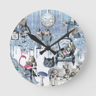 Horloge Ronde Blue Ice Alice au pays des merveilles Parties scin