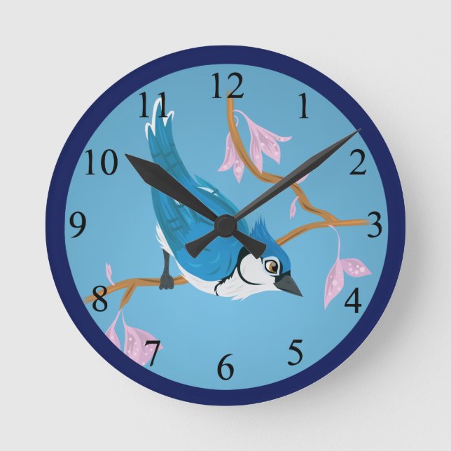 Horloge Ronde Blue Jay (Recto)