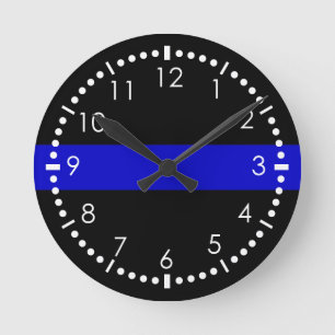 Horloge Ronde Blue Line mince