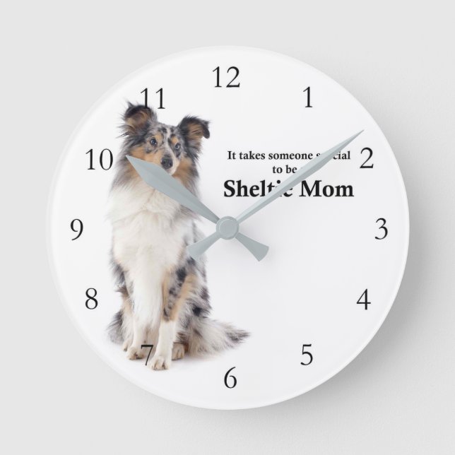 Horloge Ronde Blue Merle Sheltie Mom Wall Clock (Recto)