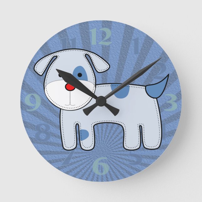 Horloge Ronde Blue Patch Puppy Medium Clock (Recto)