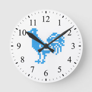Horloge Ronde Blue Rooster