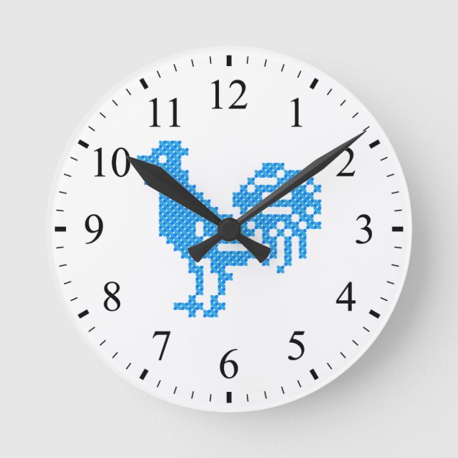 Horloge Ronde Blue Rooster (Recto)
