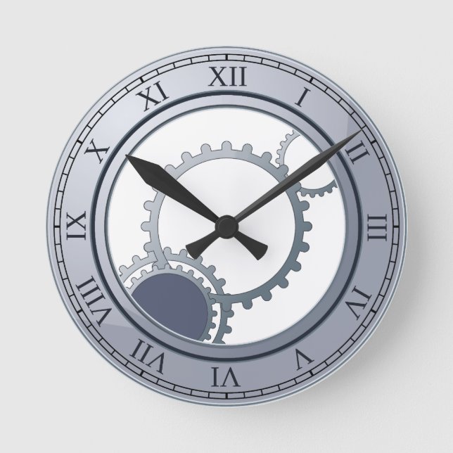 Horloge Ronde Blue steampunk wall clock (Recto)