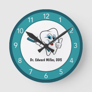 Horloge Ronde Blue Tooth Dentist Office