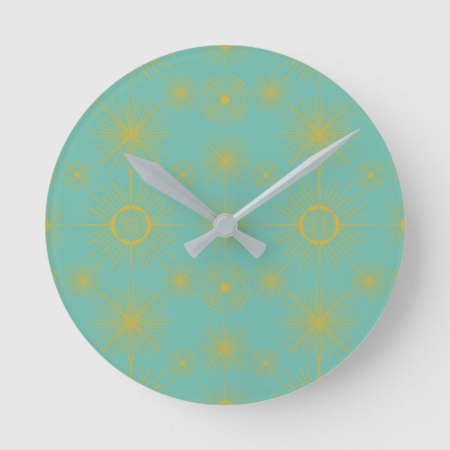 Horloge Ronde Boho Celestial Sun Stars Turquoise Motif (Recto)