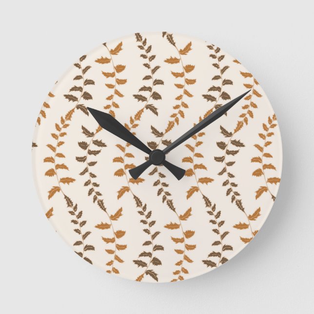 Horloge Ronde Boho Cream Fern Strings - motif sans soudure. (Recto)