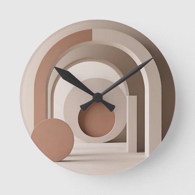 Horloge Ronde Boho Neutre Arch Géométrique Moderne  (Recto)