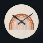 Horloge Ronde Boho Rainbow Beige Terracotta<br><div class="desc">Arc-en-ciel - Arcs Abstraits - Beige neutre / Terracotta.</div>
