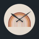 Horloge Ronde Boho Rainbow Beige Terracotta<br><div class="desc">Arc-en-ciel - Arcs Abstraits - Beige neutre / Terracotta.</div>